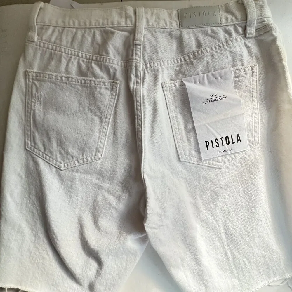 PISTOLA Kelly 90'S Skater jean shorts 26 Distressed White Cut off NWT